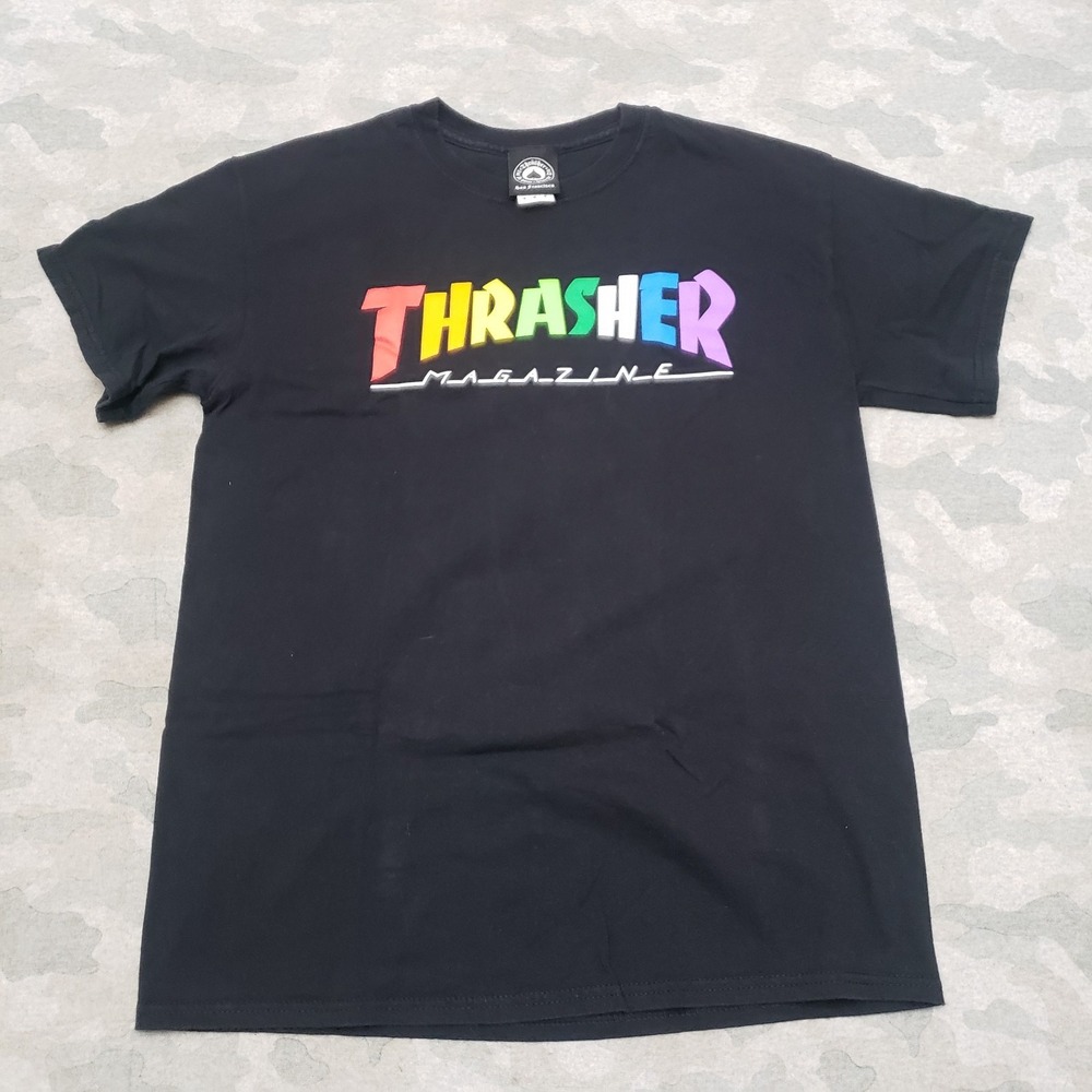 Thrasher Magazine Shirt Mens Medium Black Short Sleeve